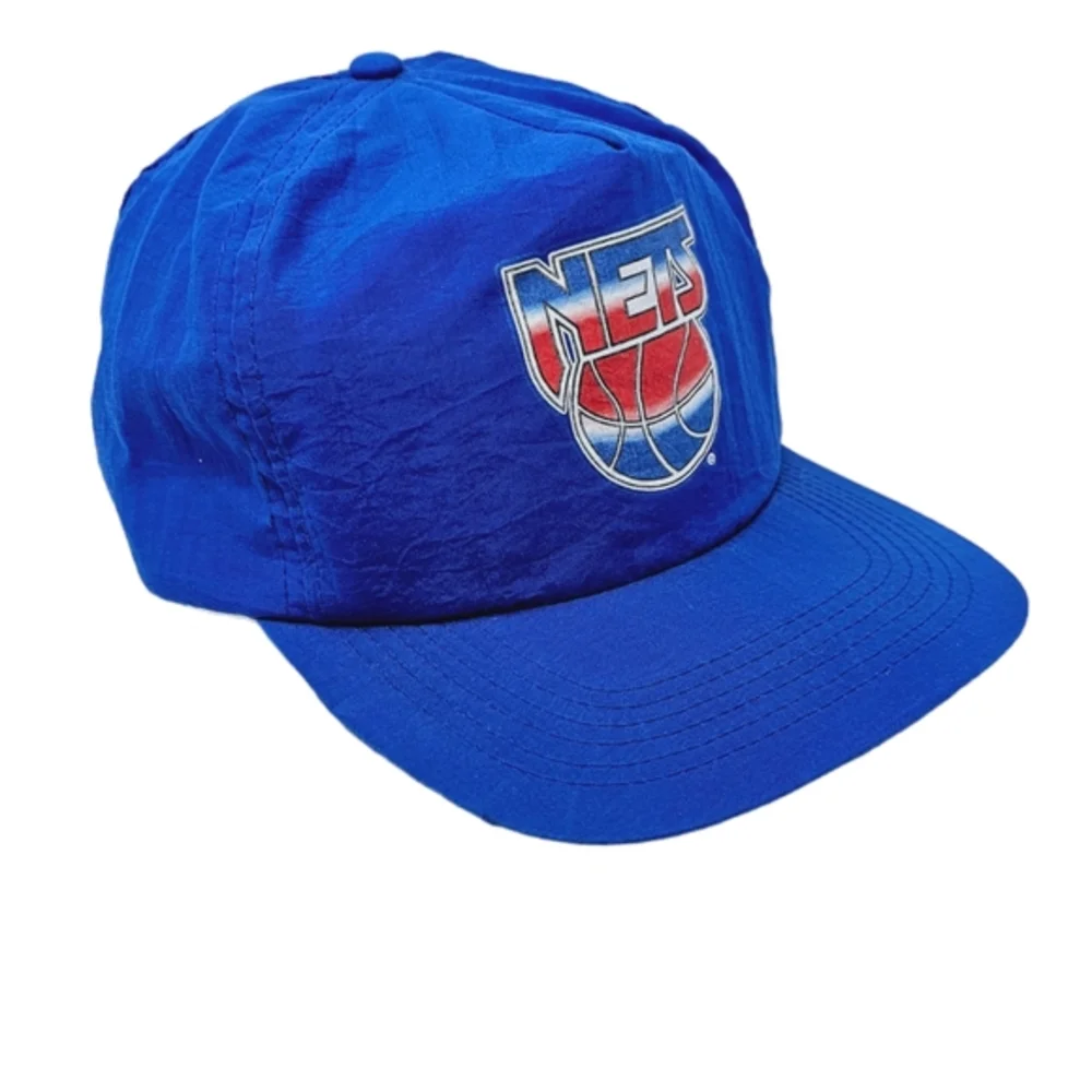Vintage 90s NBA New Jersey Nets Hat Snapback‎ Old Logo Rare Archer Nylon Hat Cap